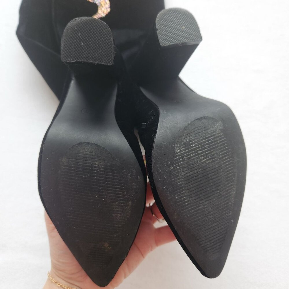 Cape Robbin Thigh High Tall Rhinestone Sparkly Velvet Boots Sexy Clubwear 7M - Picture 7 of 11